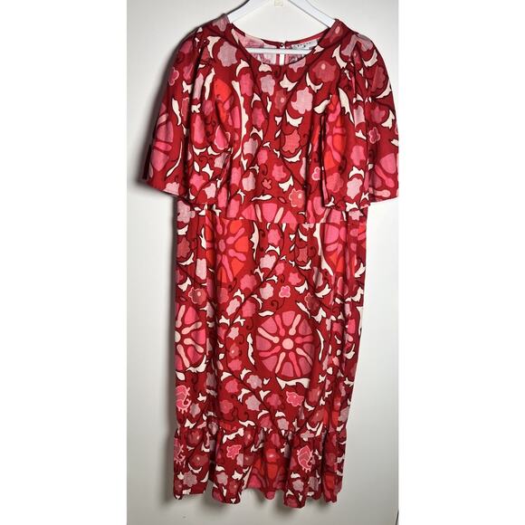 Rhode X Target Plus Size 22 Zinnia Floral Bell Sleeve Linen Blend MIDI Dress EUC - Picture 3 of 11